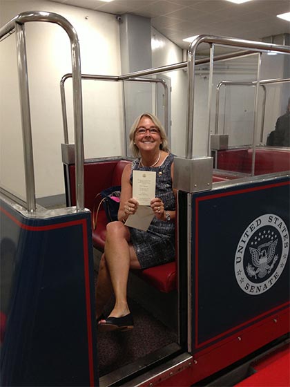 Louise Borden en route to the ceremony