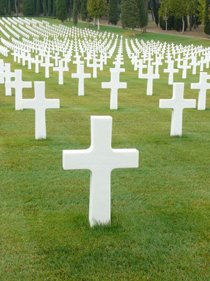 The American Cemetery near Florence. The grave of Roy Hanson, medic for the 85th regiment of the 10th Mountain Division.